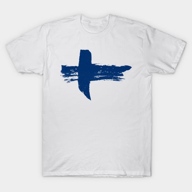 Finland Flag - Scandinavian Cross - Pencil Strokes T-Shirt by Nikokosmos